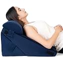FOVERA Wedge Pillow Memory Foam with Head Rest, Adjustable Wedge Cushion for Back Support, Acid Reflux, Leg Elevator, Pregnancy, GERD, Snoring (Navy Blue, 22 x 22 x 12 Inch)