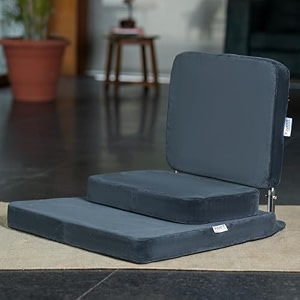fovera meditation chair  2 years warranty  large foldable floor chair with back support for relaxing yoga meditation  meditation block ss frame washable cover amp portable dark grey