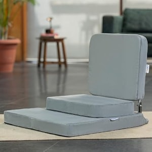 fovera meditation chair  2 years warranty  large foldable floor chair with back support for relaxing yoga meditation  meditation block ss frame washable cover amp portable grey
