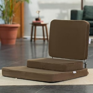 fovera meditation chair  2 years warranty  large foldable floor chair with back support for relaxing yoga meditation  meditation block ss frame washable cover amp portable brown