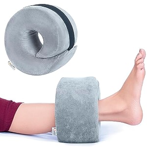 fovera foot elevator pillow with adjustable hook amp loop for heel amp ankle pressure ulcers sores or injuries  spiral cut design  ideal for foot ankle knee joint and leg injury grey
