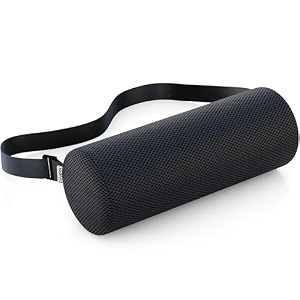 fovera lumbar support roll for back pain relief - versatile cushion for office car and travel with adjustable strap provides ideal lumbar back support amp posture correction mesh black regular