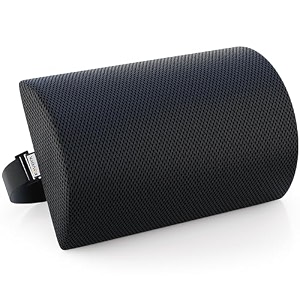 fovera lumbar support roll for back pain relief - versatile cushion for office car and travel with adjustable strap provides ideal lumbar back support amp posture correction mesh black slim