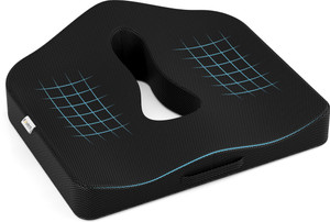 fovera memory foam orthopedic coccyx plus seat cushion back  lumbar support black