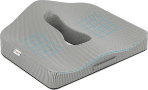 fovera memory foam orthopedic coccyx plus seat cushion back  lumbar support grey