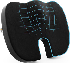 fovera orthopedic coccyx seat cushion - for tailbone pain relief for below 80kg wt back  lumbar support black