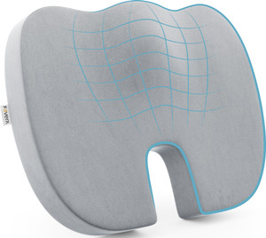 fovera orthopedic coccyx seat cushion - for tailbone pain relief for below 80kg wt back  lumbar support grey