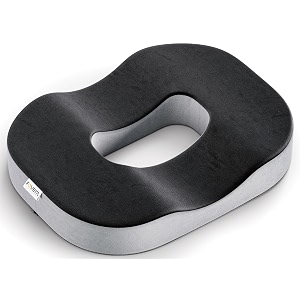 fovera donut pillow for piles amp tailbone pain  2-years warranty  orthopedic memory foam donut ring seat cushion for office chair amp car  hemorrhoid coccyx post-natal relief black amp grey