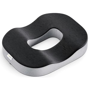 fovera donut pillow for piles amp tailbone pain  2-years warranty  orthopedic memory foam donut ring seat cushion for office chair amp car  hemorrhoid coccyx post-natal relief black amp grey