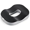 FOVERA Donut Pillow for Piles & Tailbone Pain | 2-Years Warranty | Orthopedic Memory Foam Donut Ring Seat Cushion for Office Chair & Car | Hemorrhoid, Coccyx, Post-Natal Relief (Black & Grey)