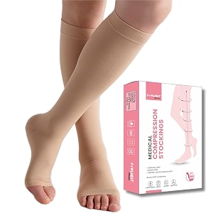 plus medical compression stockings for varicose veins swelling amp dvt  class ii knee length compression socks for men amp women  23-32 mmhg dvt stockings - small