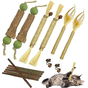 12pcs catnip chew toys set for cats natural silvervine dental sticks for cats kitten teeth cleaning treat toy for indoor cats interactive increase appetite relief cats stress