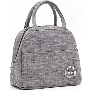 insulated lunch bag for office school picnic outdoor lunch bag for women student kids storage bag portable and reusable regular size grey