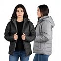 fox &amp; fury Unisex Reversible Puffer Jacket with Hood &amp; Reversible Puffer Vest Men &amp; Women Bubble Hooded Down Jacket Insulated