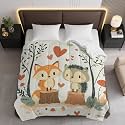 Fox Hedgehog Forest Love Comforter Bedding Heavy Bed Blanket Soft Warm Fluffy All Seasons Only Quilt 173x218cm