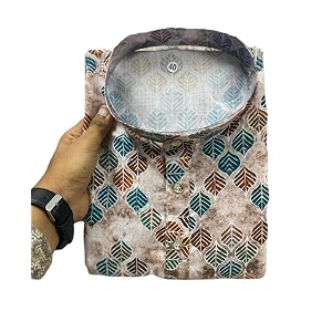 FOXDX Mens Cotton Blend Printed Long Kurta