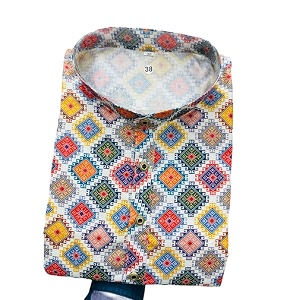 FOXDX Mens Cotton Blend Printed Long Kurta