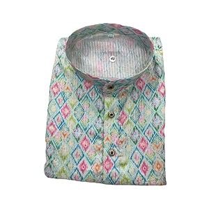 FOXDX Mens Cotton Blend Printed Long Kurta