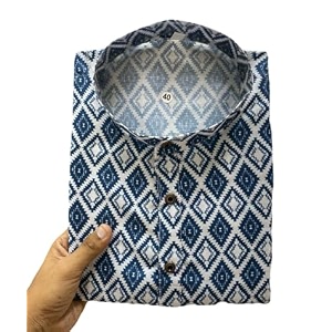 FOXDX Mens Cotton Blend Printed Long Kurta