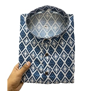 FOXDX Mens Cotton Blend Printed Long Kurta