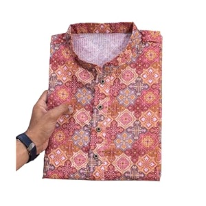 FOXDX Mens Cotton Kurta Ethnic Printed Kurta