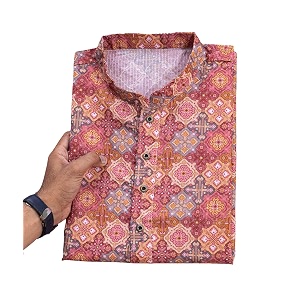 FOXDX Mens Cotton Kurta Ethnic Printed Kurta