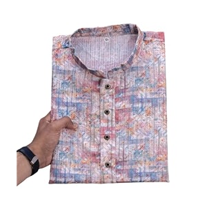 FOXDX Mens Cotton Kurta Ethnic Printed Kurta