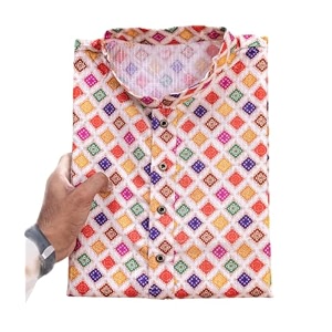 FOXDX Mens Cotton Kurta Ethnic Printed Kurta
