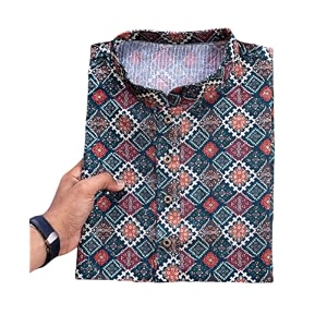 FOXDX Mens Cotton Kurta Ethnic Printed Kurta