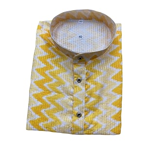 FOXDX Mens Cotton Kurta Ethnic Printed Kurta