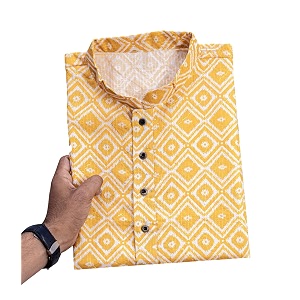 FOXDX Mens Cotton Kurta Ethnic Printed Kurta