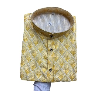 FOXDX Mens Cotton Kurta Ethnic Printed Kurta