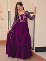 FOXDX Women Embroidered Flared Kurta