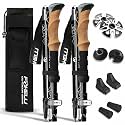 Foxelli Folding Trekking Poles, Collapsible Lightweight Travel Hiking Poles - Compact Foldable Walking Sticks for Hiking, Adjustable Cork Grips, Quick Locks, 7075 Aluminum, Pair of 2 for Men & Women