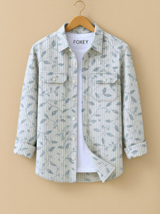 FOXEY Men Floral Print Casual Light Blue