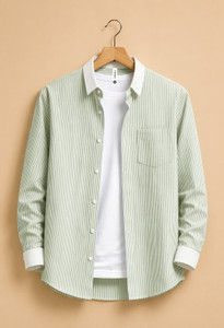 FOXEY Men Self Design Casual Light Green