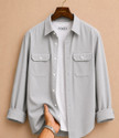 FOXEY Men Solid Casual Grey Shirt