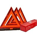 Foxfire Safety Lites Roadside Emergency Reflective Warning Triangles with Carrying Case, DOT Approved, Weighted Base, 3 Pack, F3TK