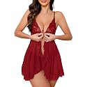 Foxiny Sexy Lingerie Dress 2pcs Women Night Gown with Thong 3XS-6XL