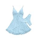 Foxiny Sexy Lingerie Dress 2pcs Women Night Gown with Thong 3XS-6XL