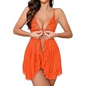 Foxiny Sexy Lingerie Dress 2pcs Women Night Gown with Thong 3XS-6XL