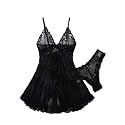 Foxiny Sexy Lingerie Dress 2pcs Women Night Gown with Thong 3XS-6XL