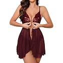Foxiny Sexy Lingerie Dress 2pcs Women Night Gown with Thong 3XS-6XL