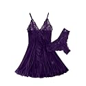 Foxiny Sexy Lingerie Dress 2pcs Women Night Gown with Thong 3XS-6XL