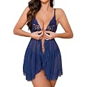 Foxiny Sexy Lingerie Dress 2pcs Women Night Gown with Thong 3XS-6XL