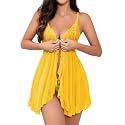 Foxiny Sexy Lingerie Dress 2pcs Women Night Gown with Thong 3XS-6XL