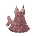 Foxiny Sexy Lingerie Dress 2pcs Women Night Gown with Thong 3XS-6XL