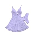 Foxiny Sexy Lingerie Dress 2pcs Women Night Gown with Thong 3XS-6XL