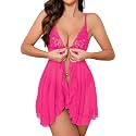 Foxiny Sexy Lingerie Dress 2pcs Women Night Gown with Thong 3XS-6XL