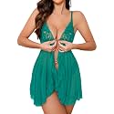 Foxiny Sexy Lingerie Dress 2pcs Women Night Gown with Thong 3XS-6XL